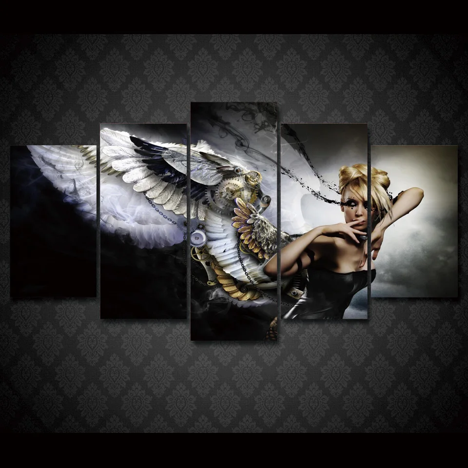 Engelsflugel Madchen Bild 5 Stucke Leinwand Wandkunst Malerei