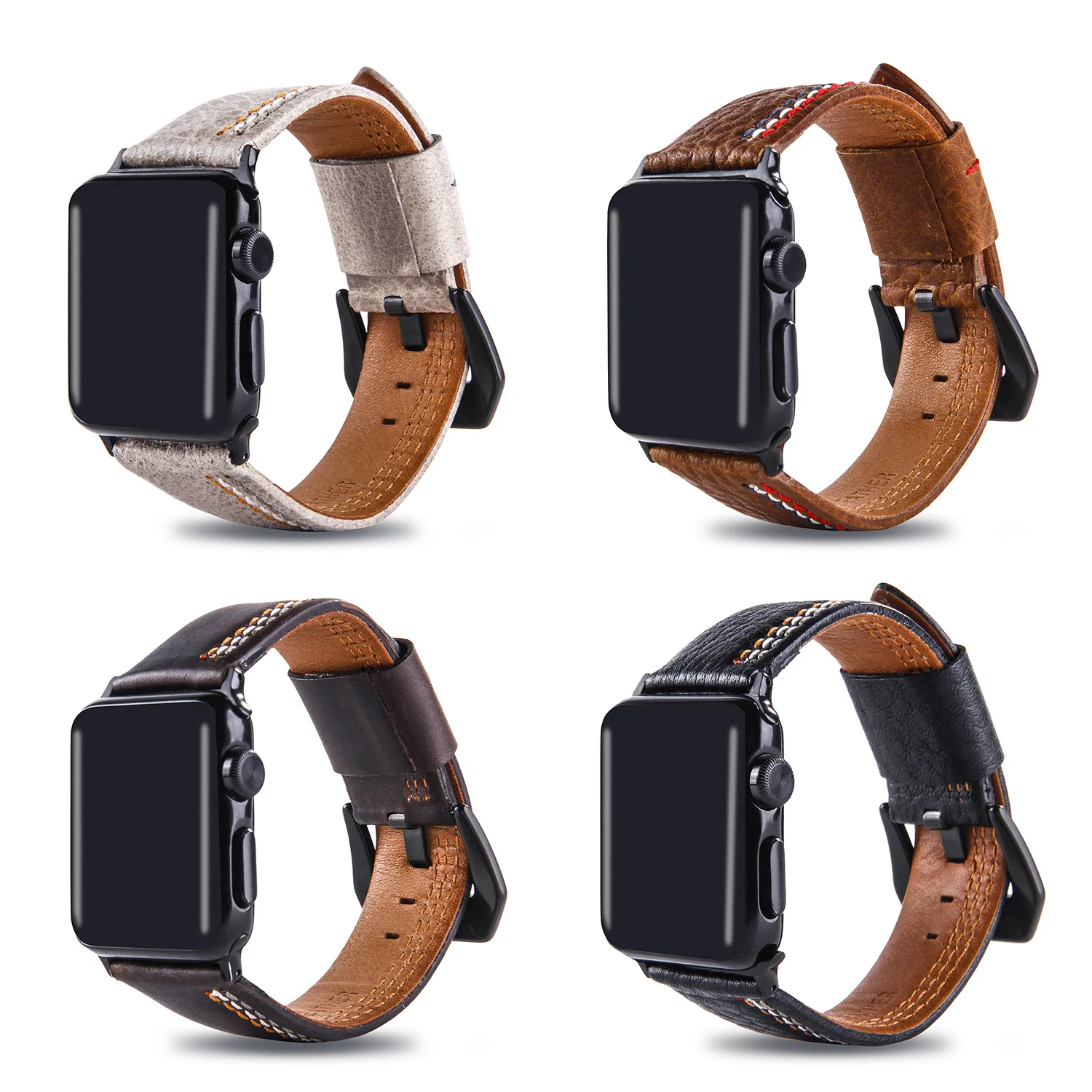 Verban para Apple Couro para Iver Original Marca Nova Couro Genuíno Assistir Banda Série 4 - 3 2 1 38 40mm 42 44mm Qualit Sports s 1 Original marca nova couro genuíno watchban para
