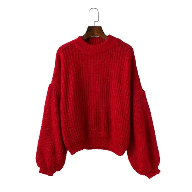High quality sweater women winter 2018 Casual Fashion Sleeve Round Neck Long Sleeve female Solid Sweater Top Blouse O05#N (17)