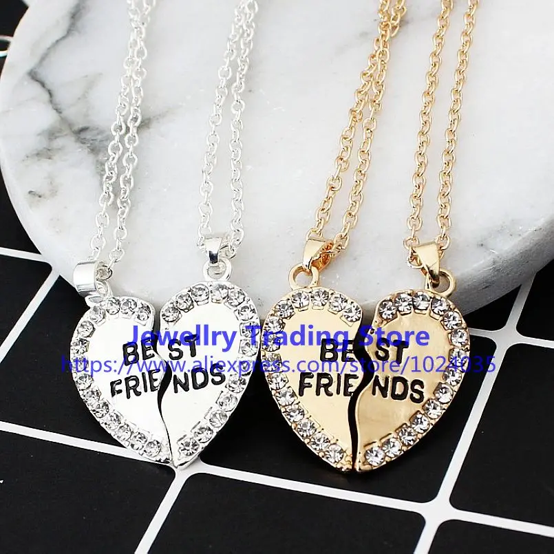 200pcs/lot best friends necklaces for 2 Love Pendant Alloy pendant