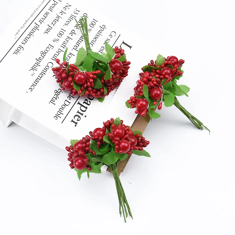 10pcs Pearl flower stamen diy gifts box christmas decorations for home wedding bridal accessories clearance artificial flowers