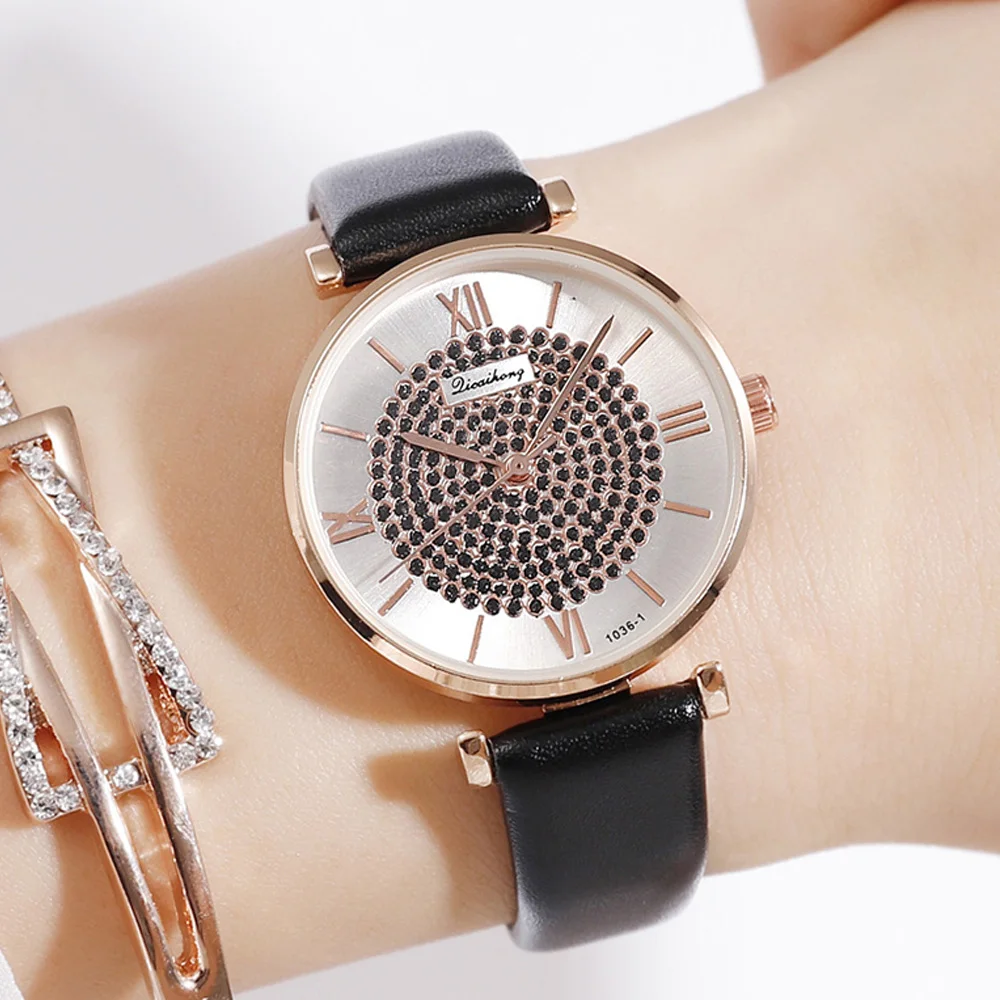 

Luxury Diamond Women Watches Fashion Starry Sky Ladies Dress Clock Casual Leather Waterproof Female Wristwatch Gift for Girl New