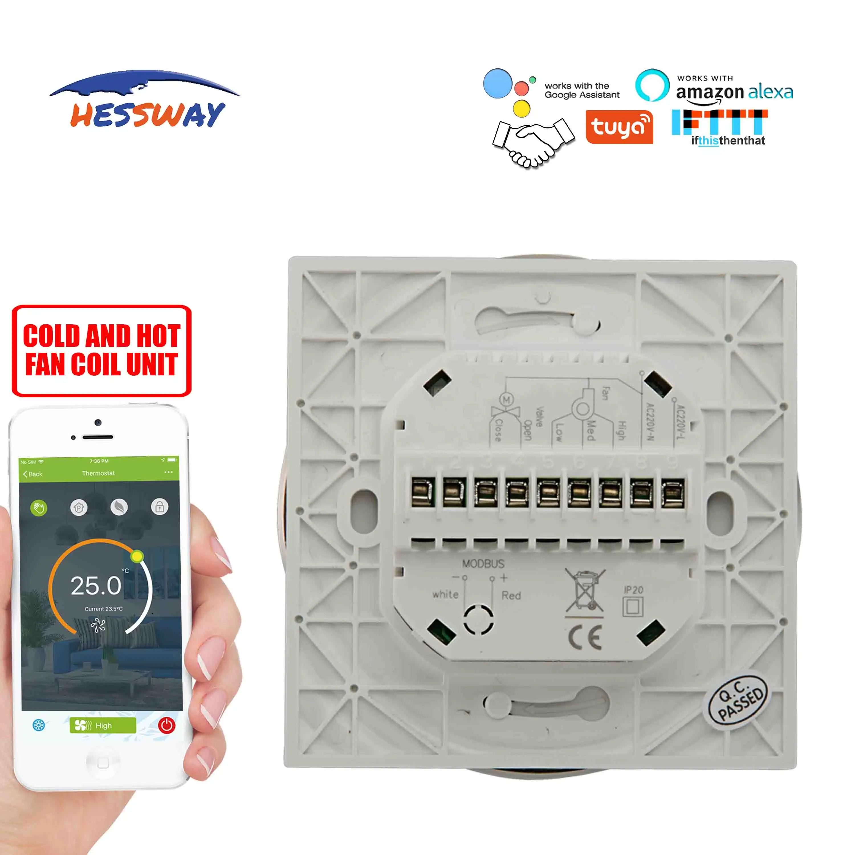 Умный термостат HESSWAY TUYA с вентиляторной катушкой Wi Fi регулятор температуры для
