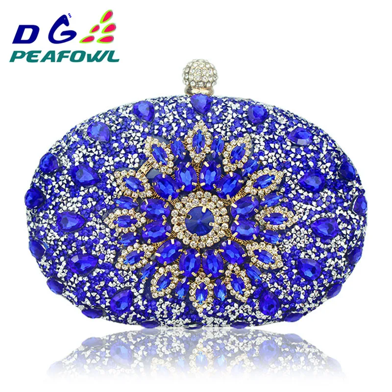 Luxury Clutch chain bag woman wedding diamond crystal Floral blue red Sling designer purse cell phone pocket wallet Handbags