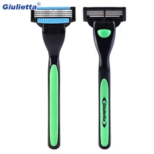 4 слоя Pro мужские бритвенные лезвия острые бритвенные бритвы уход за лицом 2 лезвия+ 1 ручка для лица Бикини подмышка зеленый