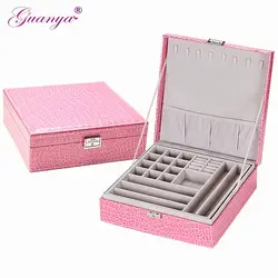 Guanya брендовые кожаные ящики для хранения квадратной формы деревянная шкатулка для украшений свадебный подарок для хранения косметики для