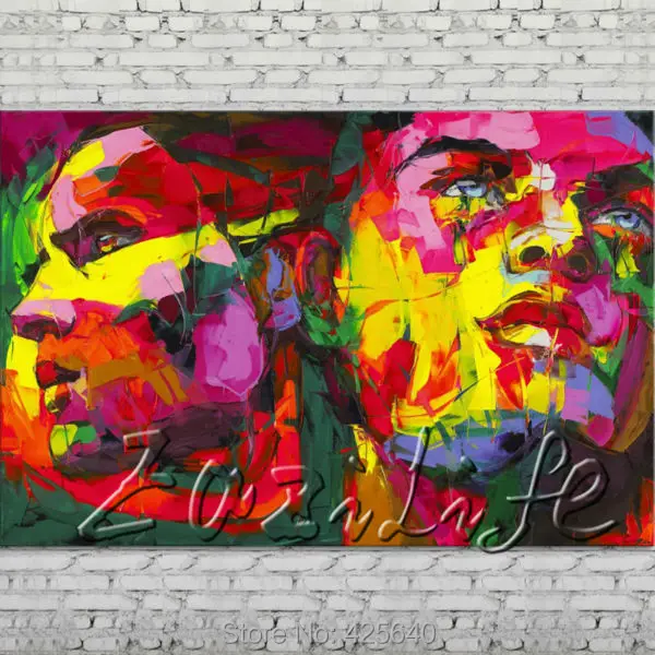 

Palette knife portrait Face Oil painting Character figure canvas Hand painted Francoise Nielly wall Art picture 509
