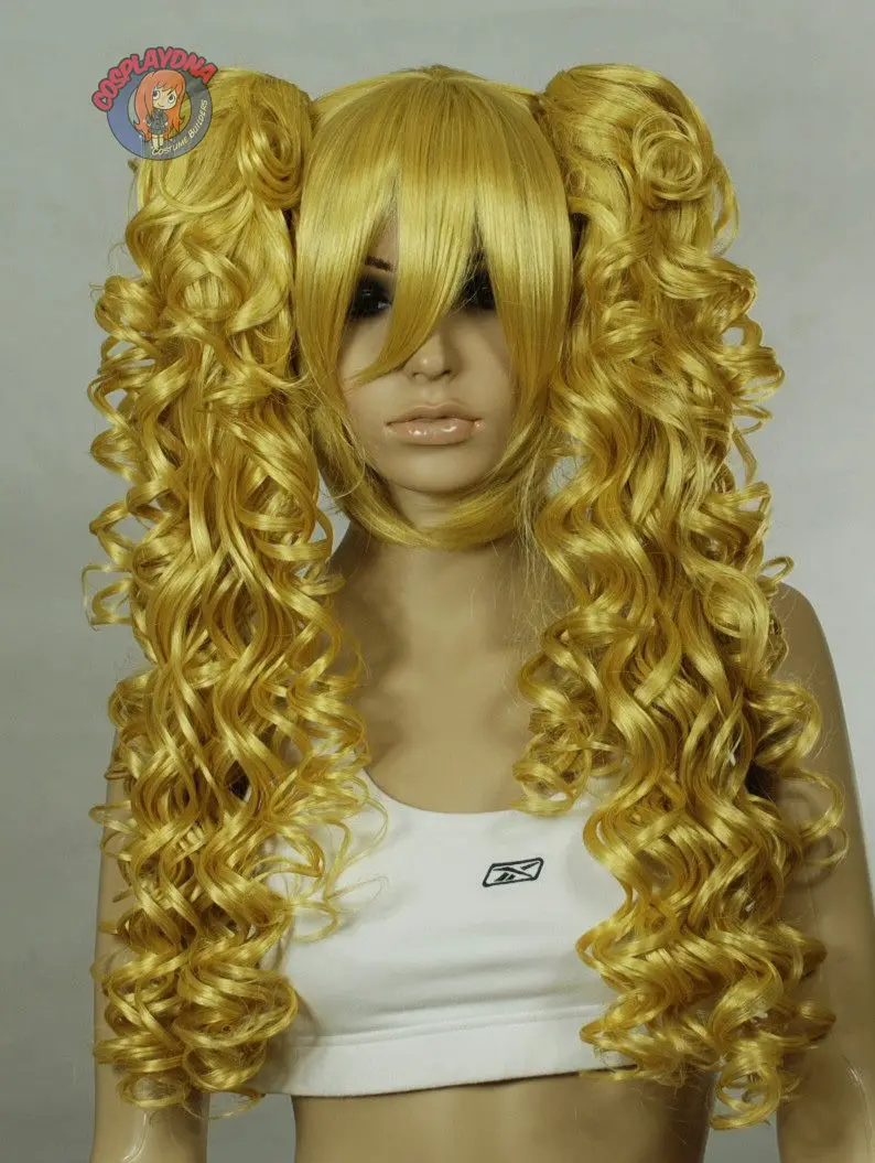 Wholesale price Hot Sell! 24 inch Caramel Blonde Kankekalon Cosplay Wig with Curly Clip-On Ponytails 96025 BB1025 |