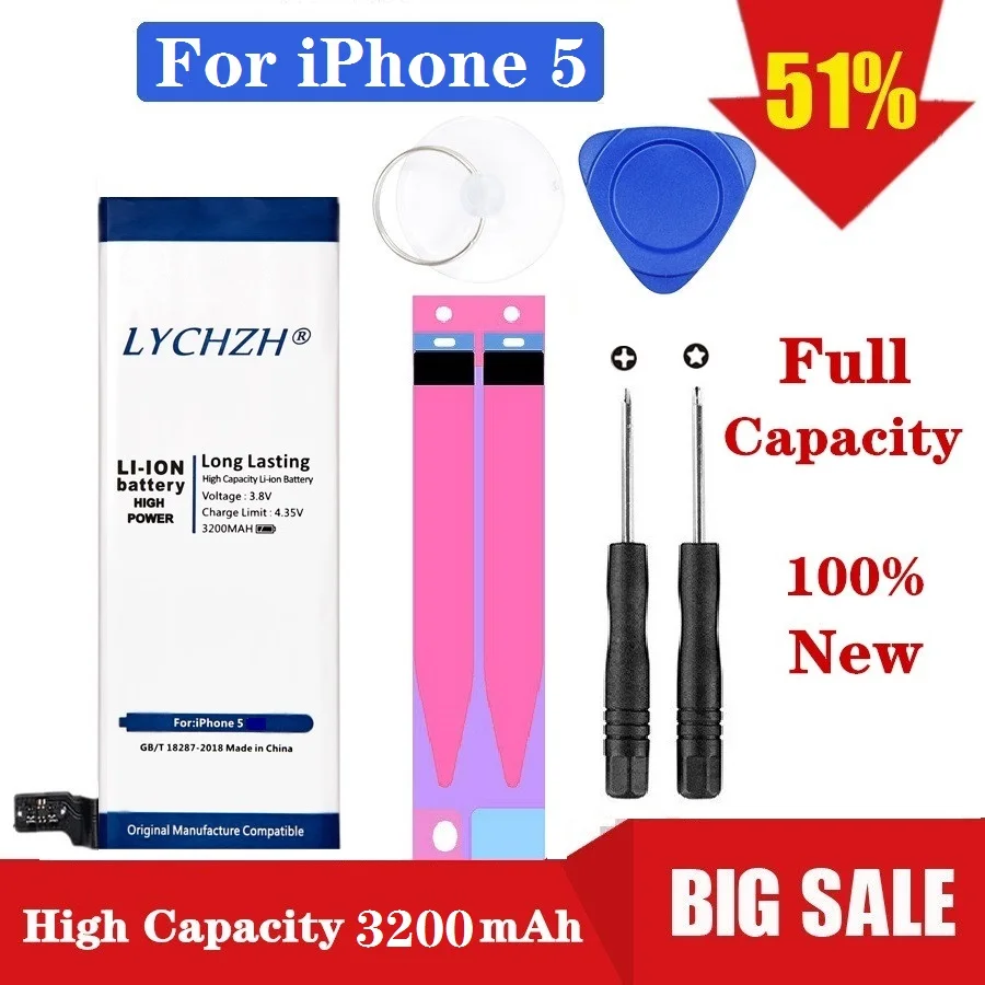 

2019 100% New 3200mAh Replacement Batteries For Apple iphone 5 Battery For iphone5 5G Battery In Stock+Free Tools kits