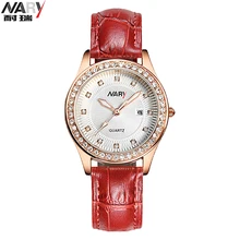 Elegant font b Ladies b font Crystal Roman Numerals Golden Plated PU Band Business Wrist font