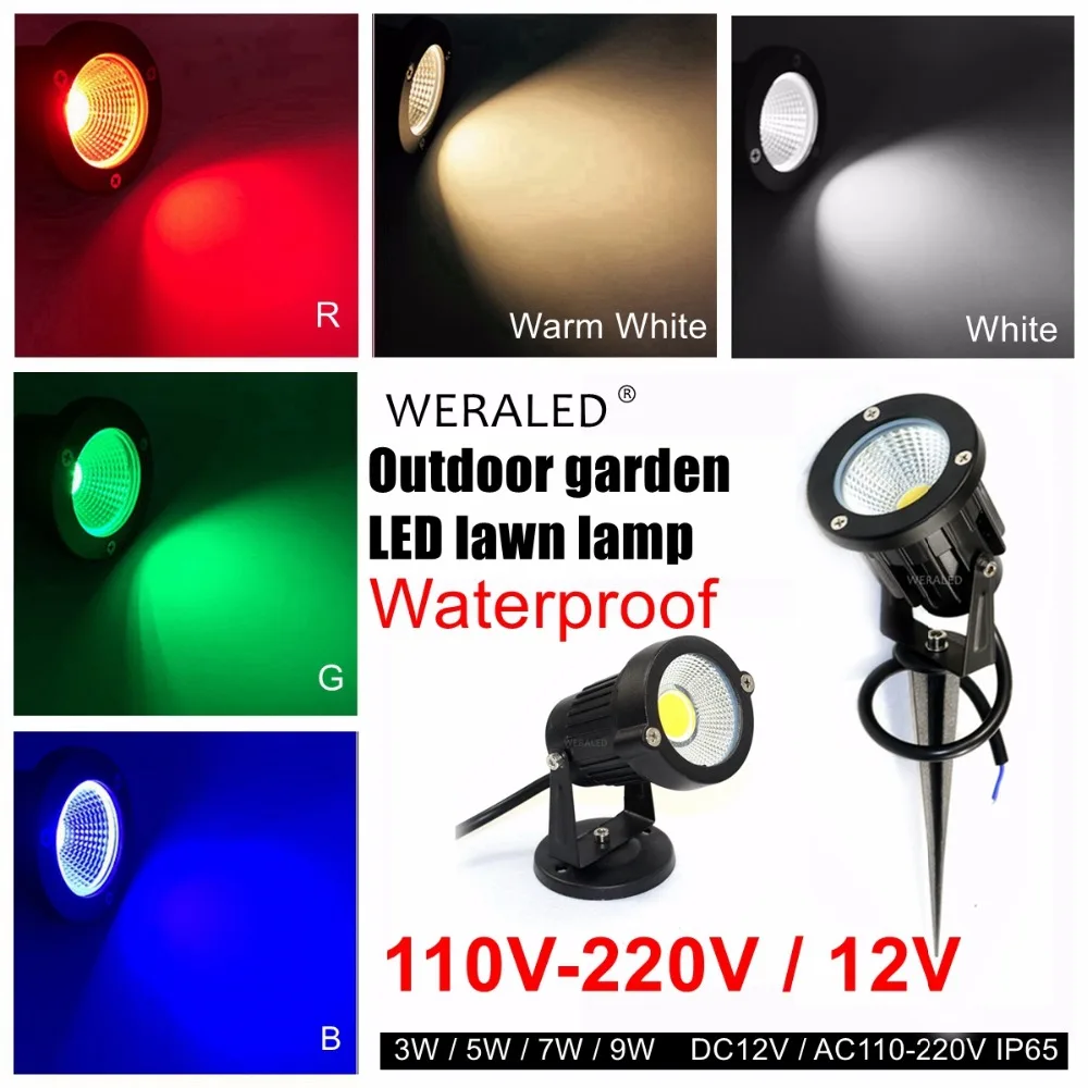 Koop LED gazon lamp 12 V 110 V 220 V Outdoor led Garden Wall Yard Pad licht 3 W 5 W 7 W 9 W COB Waterdichte LED Flood Spot Landschap licht