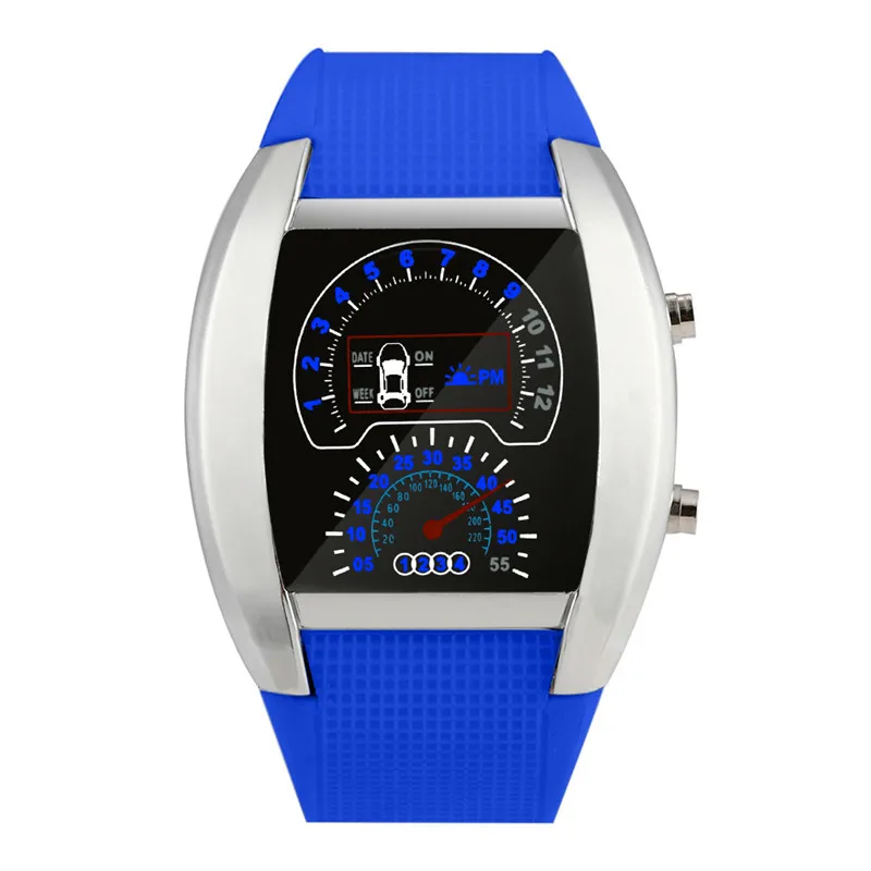 

Mens Watches 2018 new cool Fashion Aviation Turbo Dial Flash LED Watch Gift Mens Lady Sports Car Meter relogio masculin P*21