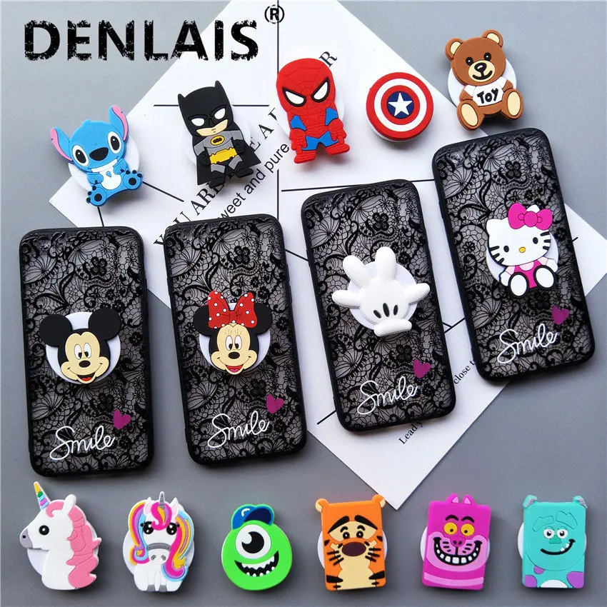 

Floral Flower Kitty Minnie Stitch Cartoon Stand Holder Soft Phone Case For Huawei Mate 10 Lite Huawei Nova 2i Mate 10 pro Case