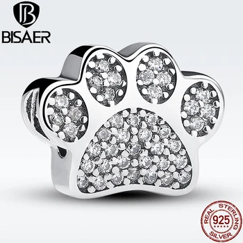 

Sterling Silver 925 Clear Cubic Zirconia Animal Dog Footprints Charms Fit Original Bracelet DIY Accessories Jewelry WEUS148
