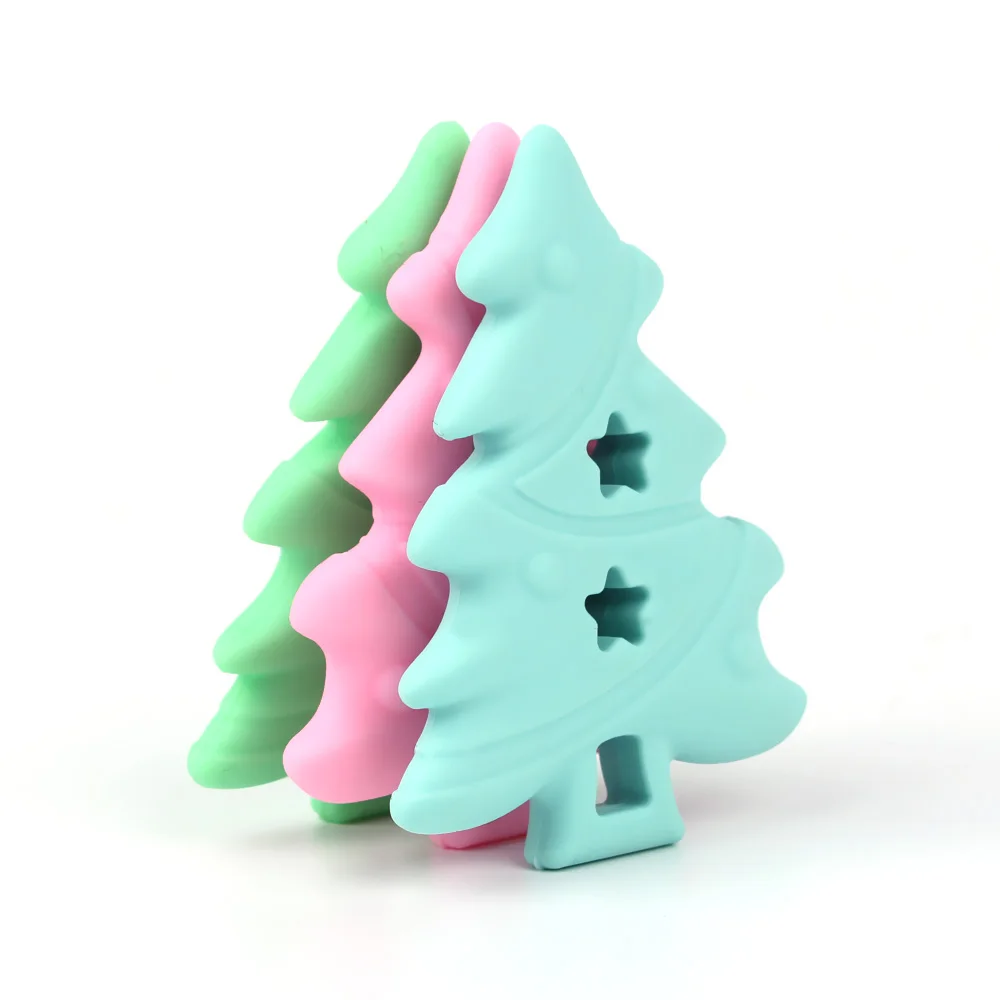 

TYRY.HU 2pcs/lot tree Silicone Teether baby Teething Necklace beads DIY chew Pacifier Chain Pendant Food Grade Silicone BPA Free
