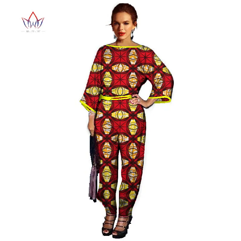 Женский летний стильный женский комбинезон с длинными штанами, традиционная африканская одежда, рукав три четверти, повседневная женская одежда WY068 - Цвет: 2