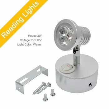 

12V 3W LED Spot Reading Light Switch For Camper RV Van Caravan Boat Motorhome Lamps Warm Light
