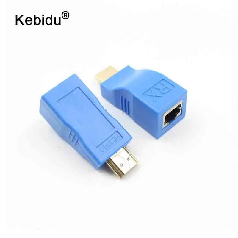 Kebidu HD 1080P 1 пара 30 м HDMI удлинитель передатчик TX/RX HDMI V1.4 по Cat5e CAT6 RJ45 Ethernet кабель для ПК ТВ проектора