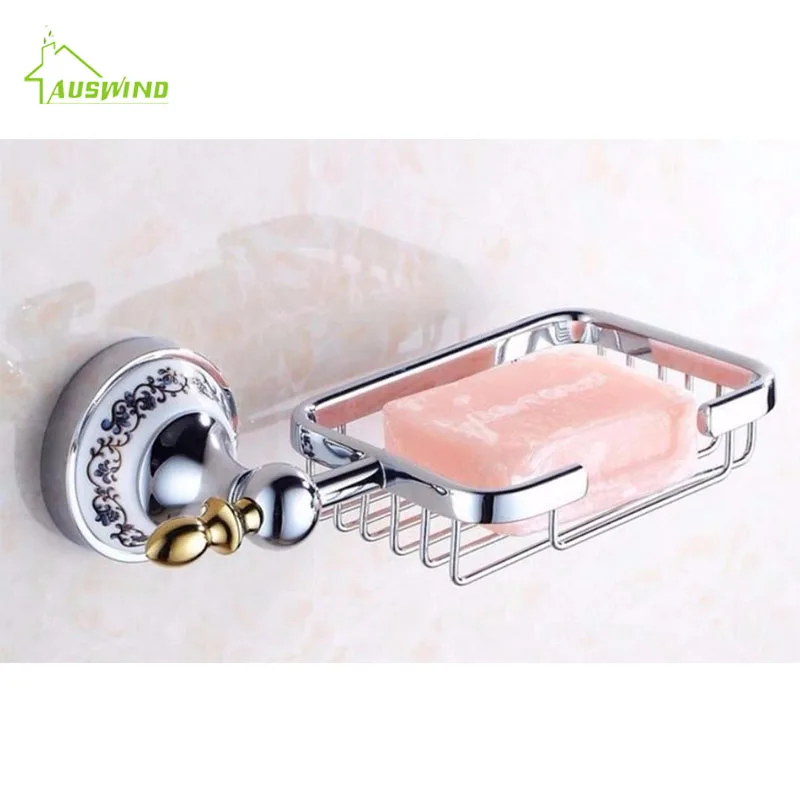 Polished Bathroom Hardware Sets Chrome Silver Bathroom Accessories Set Ceramic Base Bathroom Products Wall Mounted