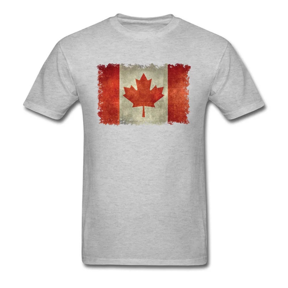 Vintage Flag Of Canada Cotton Tops & Tees for Men Printed T Shirts Crazy 2018 Hot Sale O Neck Clothing Shirt Short Sleeve Vintage Flag Of Canada grey
