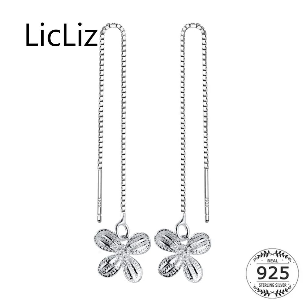 

LicLiz 2019 New 925 Sterling Silver Cute Butterfly Drop Earring for Women Gold&White Gold Box Chain Long Drop Ear Jewelry LE0551