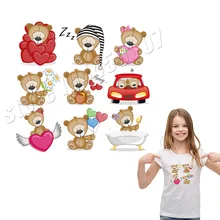 Нашивки с мультяшным медведем для детей, милые термопереводные виниловые железные наклейки, моющиеся, модные, сделай сам, аксессуары на заказ, легко распечатанные
