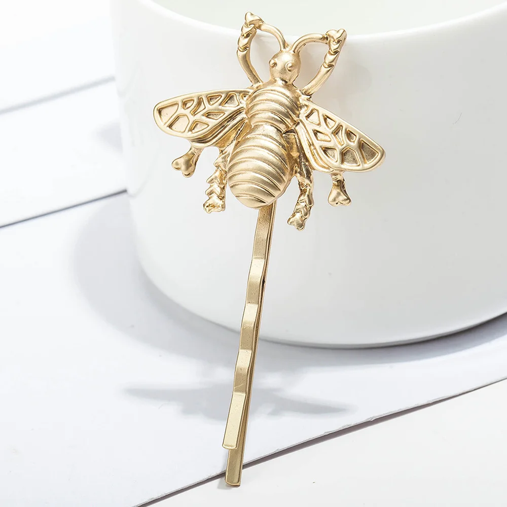 Fashion New Unique Bee Hairpin Gold Silver Side Clip Hair Clip For Women girls Attractive Jewelry Hair Accessories hot sale