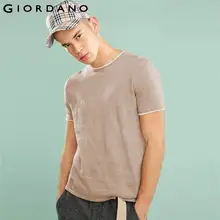 Giordano трикотаж из Натурального льняного хлопка с круглым вырезом и короткими рукавами,имеет несколько цветовых решений