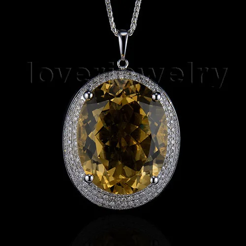 

Vintage Solid 14kt Solid White Gold Natural Diamond Citrine Pendant for Women SR0025