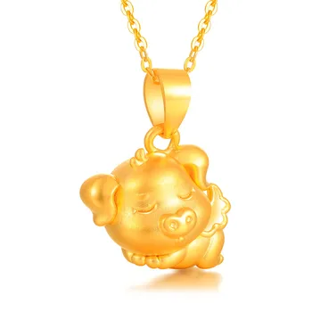 

Pure 24K Yellow Gold Pendant 3D 999 Gold Angel Pig Pendant 2.3g