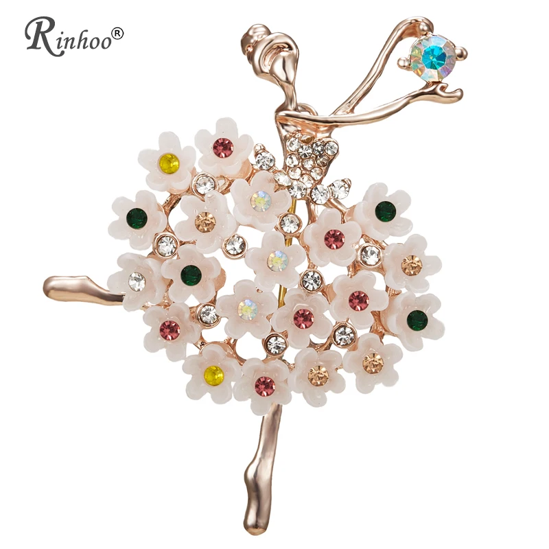 

RINHOO Dancing Girl Shinning Crystal Glass Brooches for Women Pin Bijouterie High Quality Corsage Fashion Wedding Jewelry
