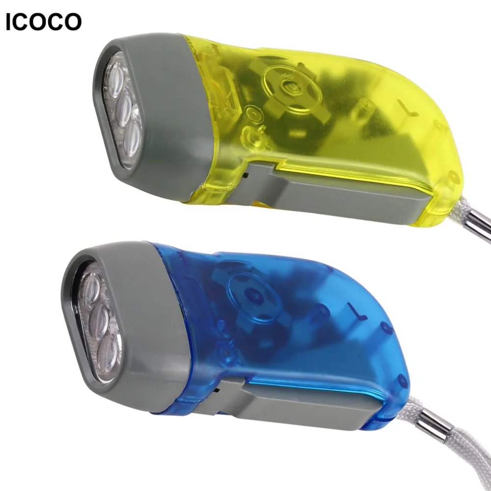 Фонарик ICOCO 3 светодиода динамо ручное нажатие Заводной фонарь для путешествий