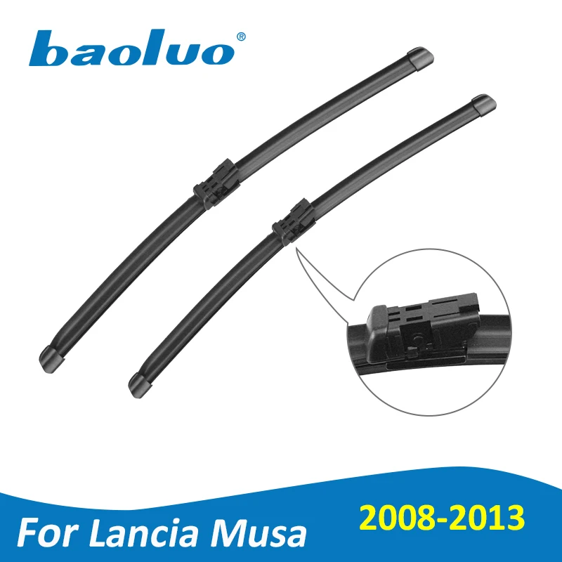 BAOLUO Wiper Blades For Lancia Musa 23''+15'' 2008 2009 2010 2011 2012 2013 Natural Rubber Windshield Car Accessories |