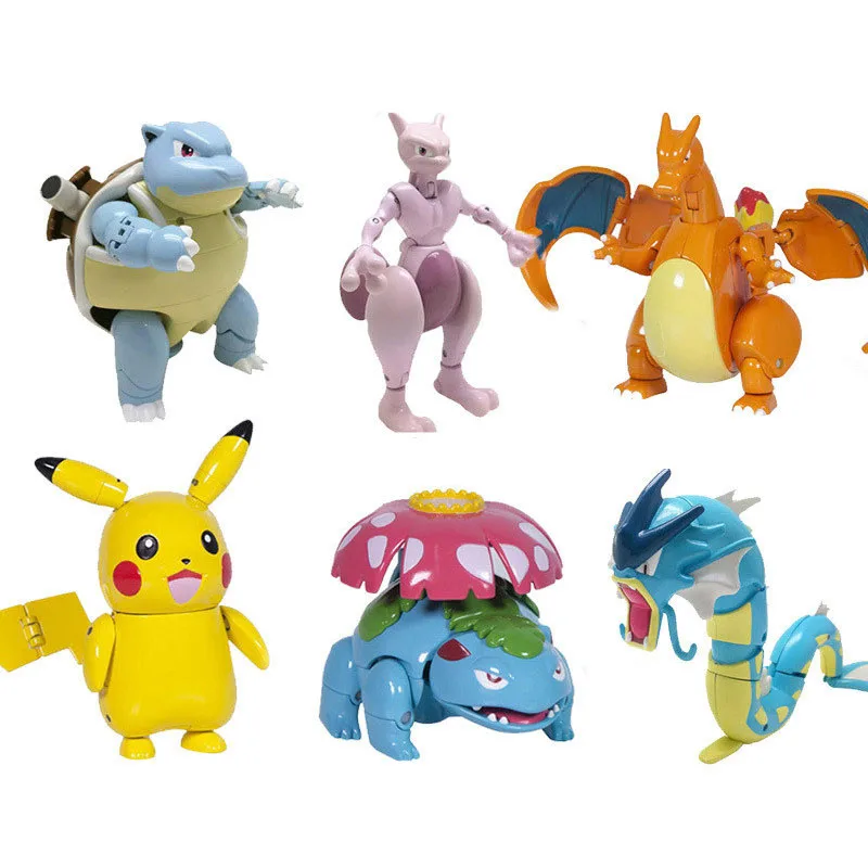 Новые 6 стилей Blastoise Venusaur Charizard Gyarados Mewtwo с шаром трансформация pokemones фигурка игрушки подарки для детей