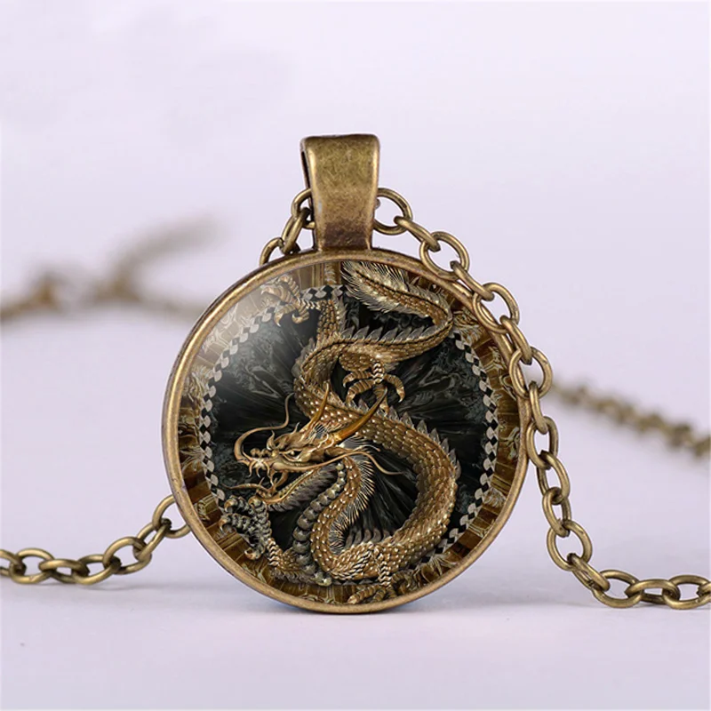 

Vintage Dragon Photo Necklace Pendant - Dragon Animal Jewelry - Birthday Holiday Anniversary Gift Jewelry