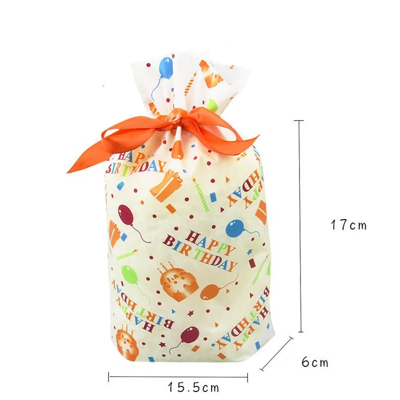 LBSISI жизнь 50/100 шт мешки для печенья, конфет Рождественский подарок сумки закуски с нугой и PE Пластик сумка-кисет День рождения свадьба - Цвет: Color Happy Birthday