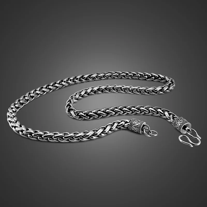 925, тайское серебряное ожерелье, мужское плетение, дизайн, цельное серебряное ожерелье, 7,5 мм 61см Размер, мужское серебряное ожерелье, очаровательное ювелирное изделие