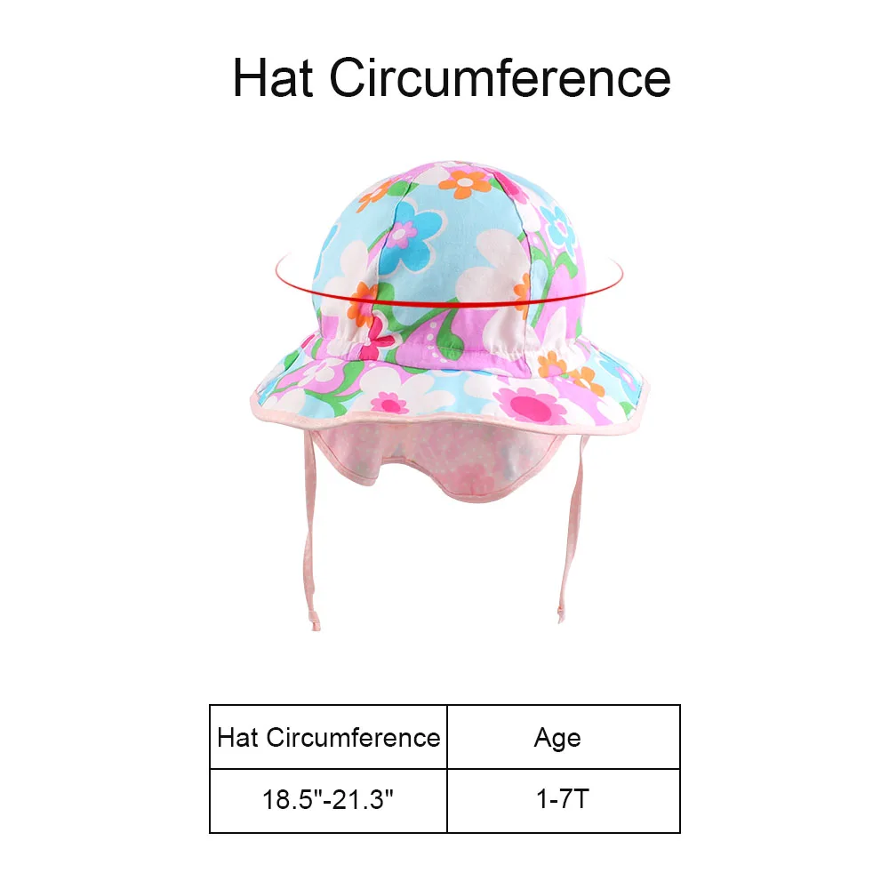 Floral Print Baby Sun Hat Infant Toddler Girls Summer UV Protection Cap withWide Brim and Neck Guard Ultra-Thin Breathable Cool (10)