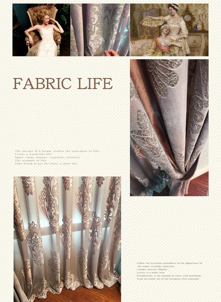 High-end Velvet Gilded Curtains for Living Dining Room Bedroom Blackout Curtains High End European style Luxury Window Valance