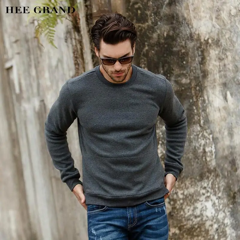 

HEE GRAND Men Typical Hoodies 2018 New Arrival O-Neck Design Autumn 100% Cotton Material Fleece Male Warm Sweatershirts MWW1292