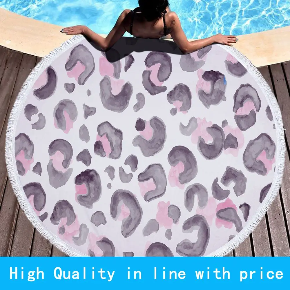 Circular Beach Towels With Animal Pattern Zebra Leopard Leopard