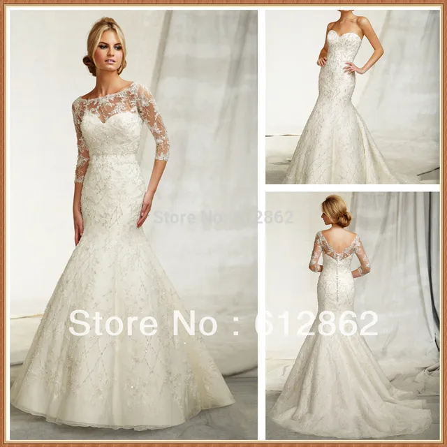 3/4 sleeve wedding dress