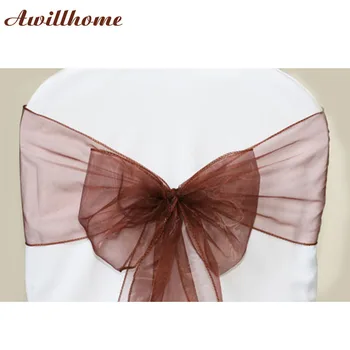 

150 pcs wedding bows for chairs free shipping chocolate organza sashes