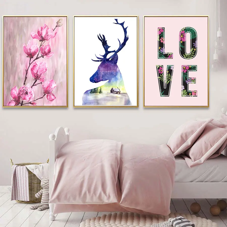 

Abstract Dream Forest Deer Canvas Art Painting Nordic Poster And Print Magic Wall Picture For Kids Rooms Decoration Home Decor