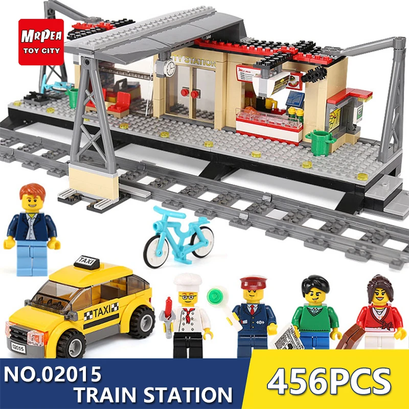 

Model Building Blocks toys 456Pcs 02015 Train Station Compatible with legoingly City Series 60050 Brick DIY toys & hobbies YY30