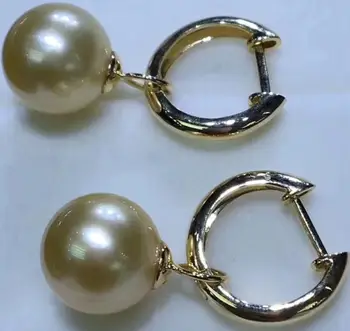 

elegant 10-11mm south sea round gold pearl earring 18