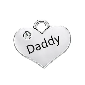 

50PCS Antique Silver Handmade Heart Charm Dangle Jewelry Daddy Pendant For DIY Necklace&Bracelet Jewelry Making