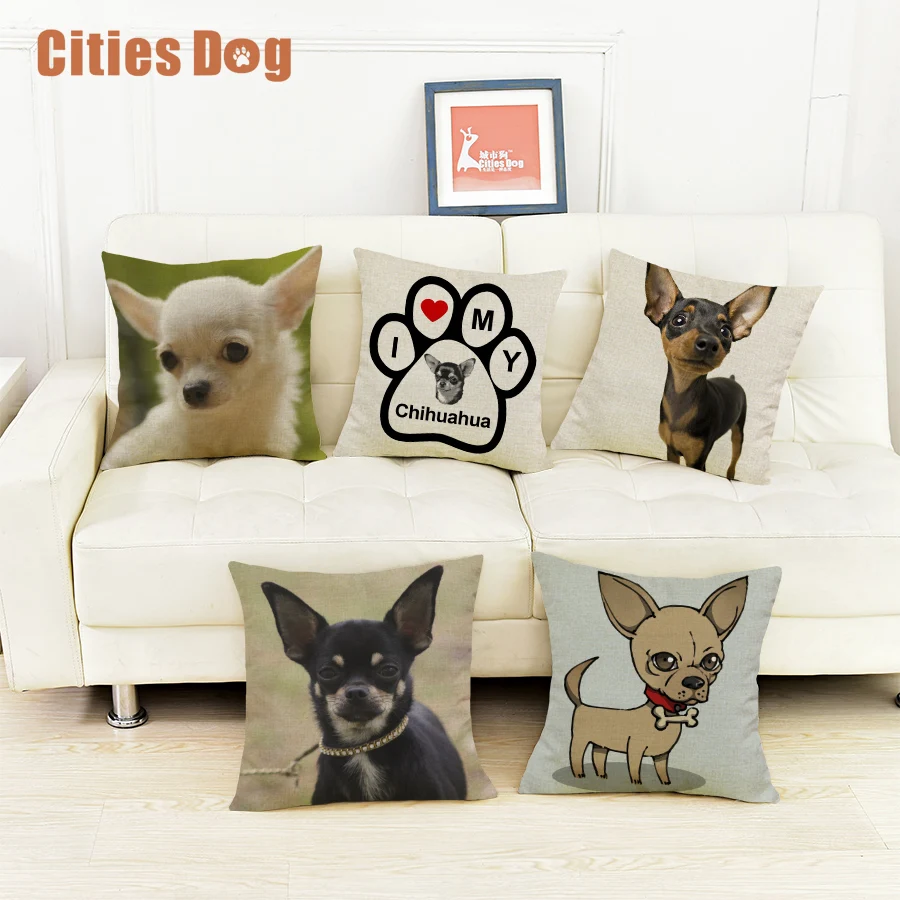 

Animal dog Decorative Pillowcase Cushion cover Chihuahua dogs Pillows case cushions christmas decorations for home cojines