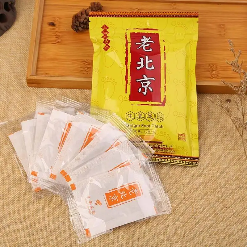 

50Pcs Old Beijing Foot Sticker Wormwood Leaf Foot Pad Detox Foot Patch Body Relax Swelling Ginger Chinese Herbal Adhesive Pads