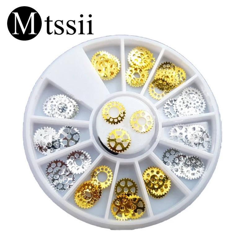 Металл время Шестерни ногтей блесток проигрыватели Форма Nail Art Украшение